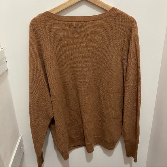 Tahari XL Brown V-Neck Extra Fine Merino Wool Sweater Coastal Beachy - Picture 3 of 5